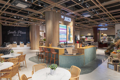 An interior shot of Joel’s Place Rockwell a modern Filipino grocerant of fresh food and dining experience