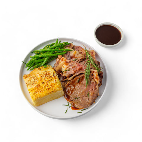 Joel's Place Prime Rib Roast with Potato Gratin and Haricot Verts