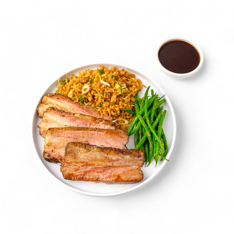 Joel's Place Slow Roast Angus Belly with Potato Gratin and Haricot Verts