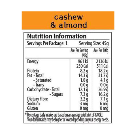 Kuranda Wholefoods Cashew & Almond Nut Bar 45g